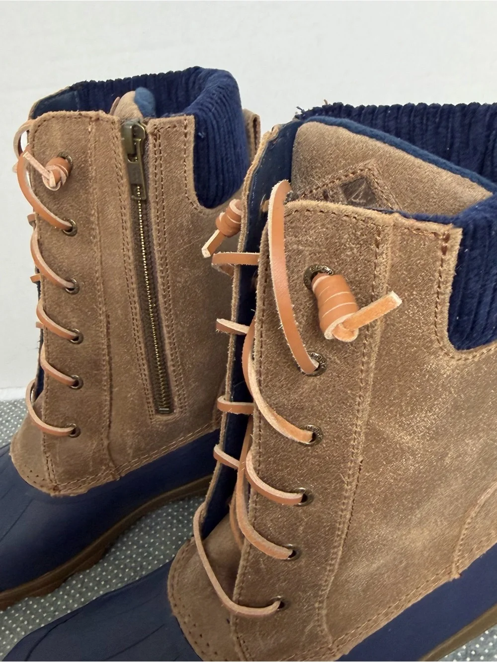 Khombu Tan and Black Lace-Up Faux-Fur Winter Boots
